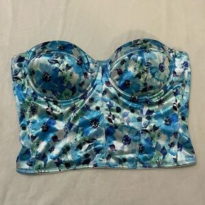 Floral Blue Bustier Top